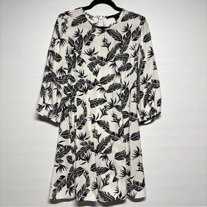 ✨JAYGODFREY Black & White Tropical Floral Print Dress Size 10